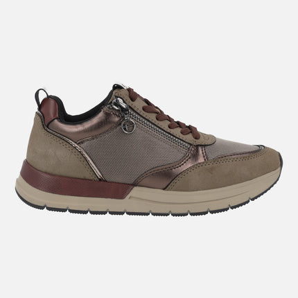 Comfort sneakers in brown combi Tamaris