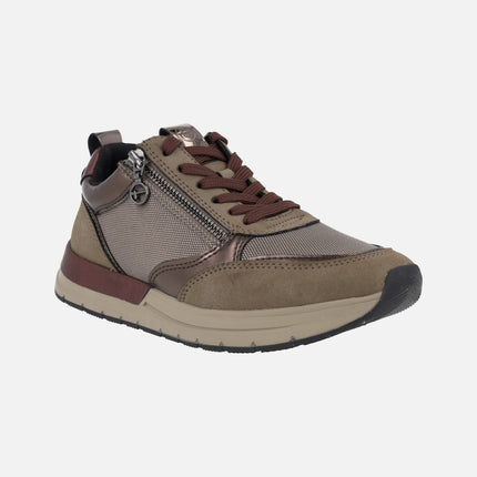 Comfort sneakers in brown combi Tamaris