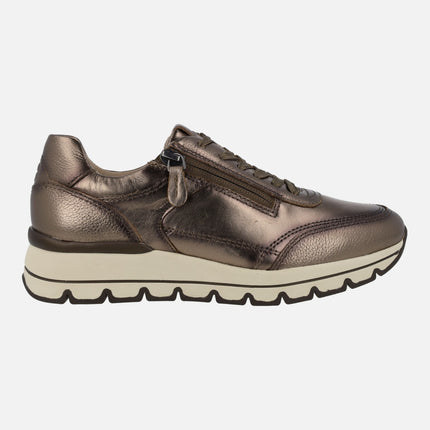 Bronze Metallic leather Comfort Sneakers