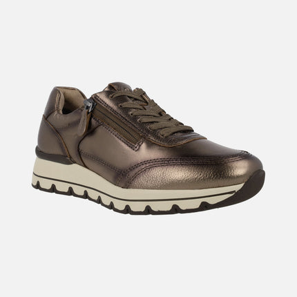 Bronze Metallic leather Comfort Sneakers