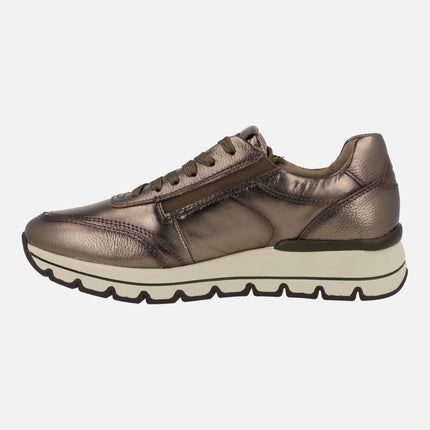 Bronze Metallic leather Comfort Sneakers