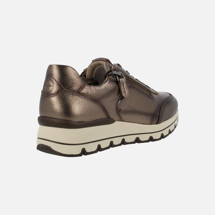 Bronze Metallic leather Comfort Sneakers