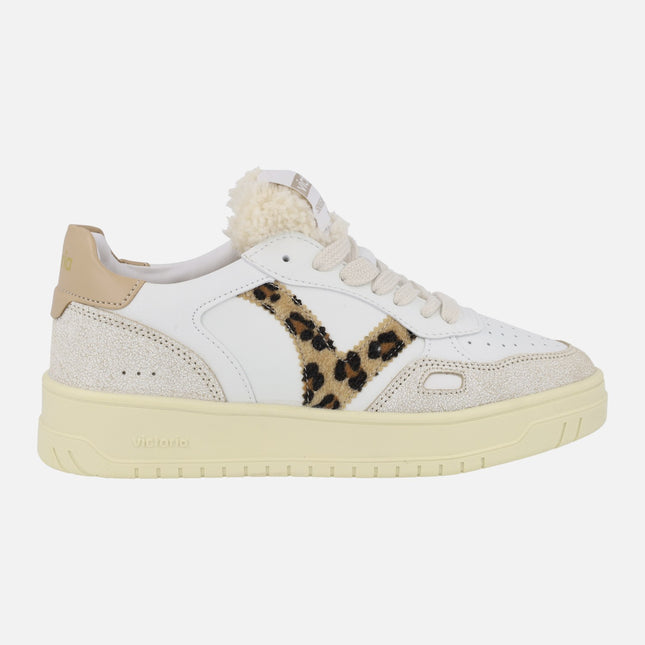 White leather sneakers Seul with animal print