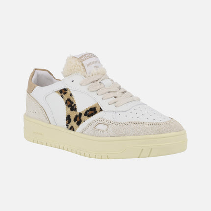 White leather sneakers Seul with animal print