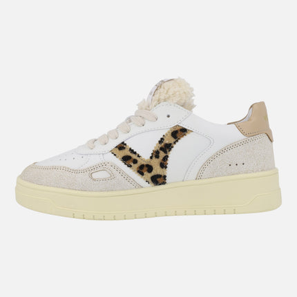 White leather sneakers Seul with animal print