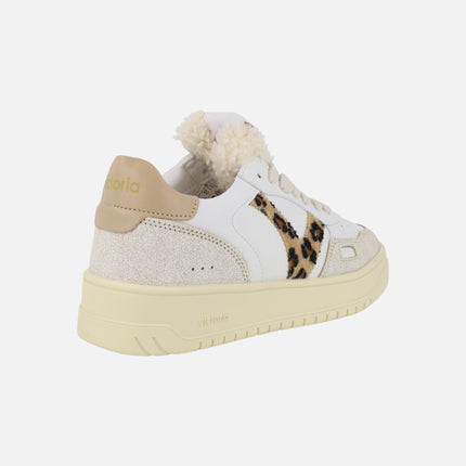 White leather sneakers Seul with animal print