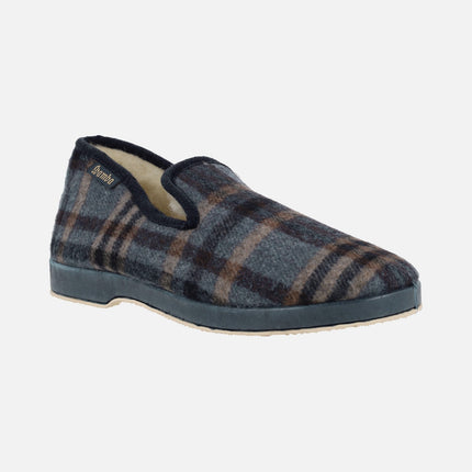 Closed House slippers for men in checkered fabric