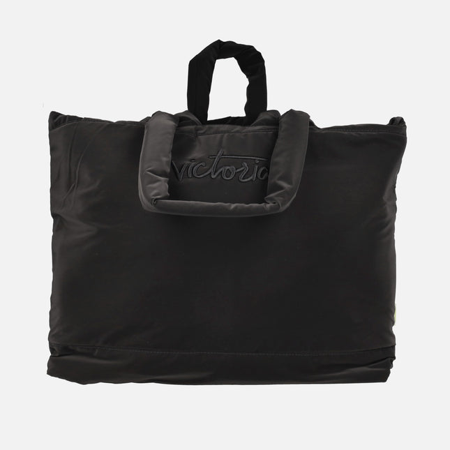 Shopper bags in metallic nylon Black of Victoria