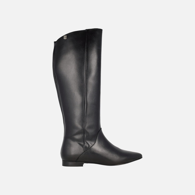 Botas planas en piel negra para mujer Popa Isabel