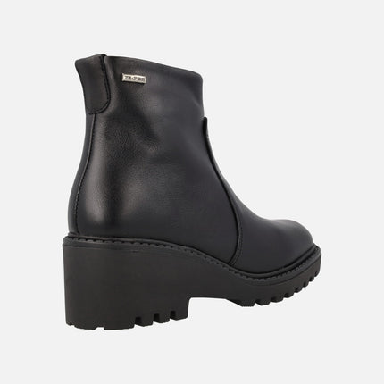 Black leather ankle boots with waterproof membrane