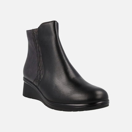 Comfort Booties in Black combi with interior zipper