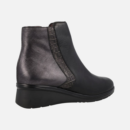 Comfort Booties in Black combi with interior zipper