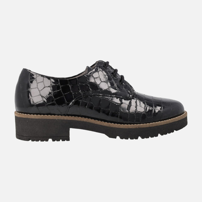 Pitillos croco patent leather blucher shoes