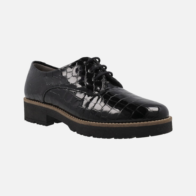 Pitillos croco patent leather blucher shoes