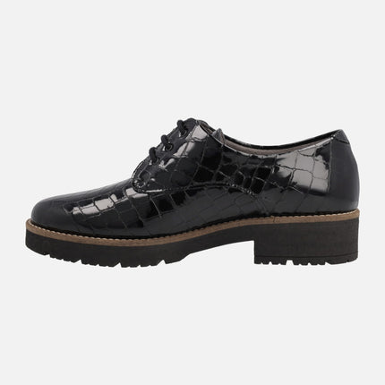 Pitillos croco patent leather blucher shoes