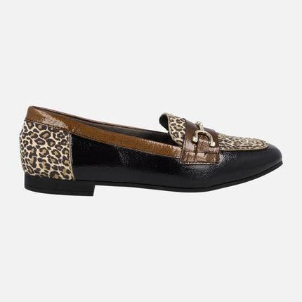 Mocasines confort en combinado animal print para mujer