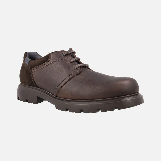 Zapatos blucher con cordones para hombre en piel engrasada marrón