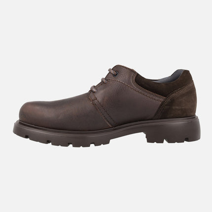 Zapatos blucher con cordones para hombre en piel engrasada marrón