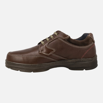 Brown leather shoes with laces and waterproof membrane