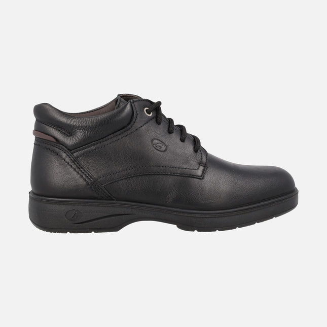 Botines negros de piel con cordones para hombre