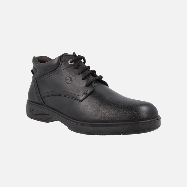 Botines negros de piel con cordones para hombre