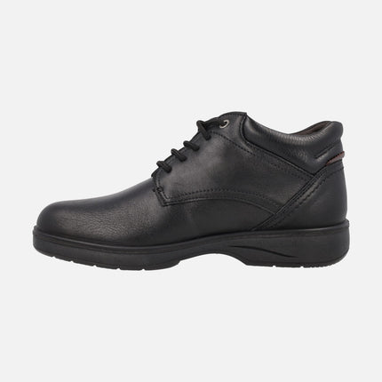 Black leather boots with laces for men