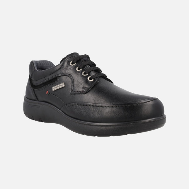 Zapatos negros de piel con cordones para hombre y membrana Waterproof