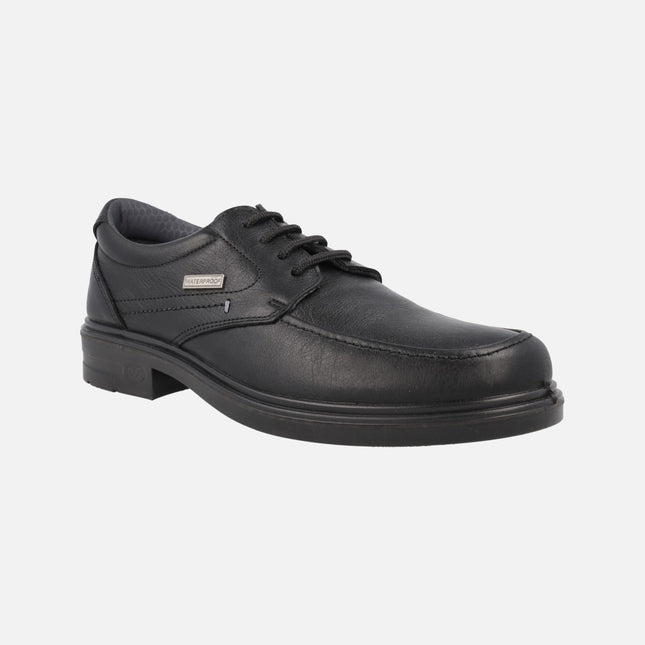 Zapatos negros de piel con cordones para hombre y membrana Waterproof