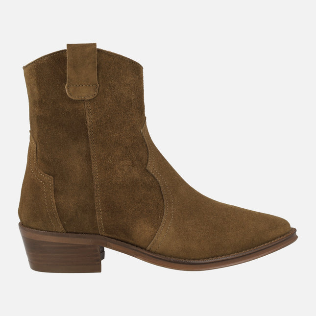 Cecile Cowboy-style booties with low heel