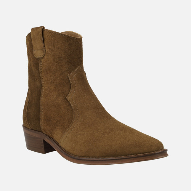 Cecile Cowboy-style booties with low heel