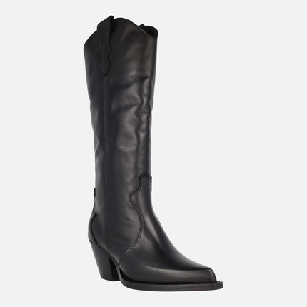 Vendome Black Cowboy style high boots