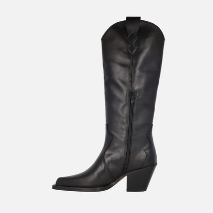 Vendome Black Cowboy style high boots