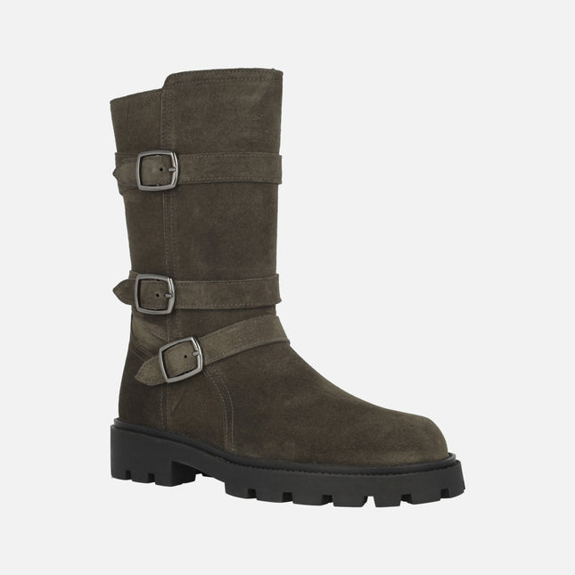 Biker-style boots with detail of three buckles Agnes