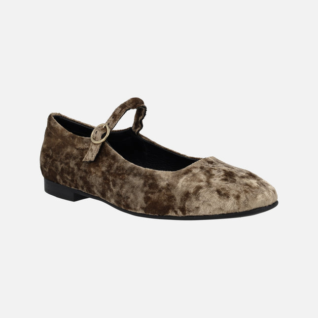 Mary jane-style ballerinas in velvet fabric Alpe Anais