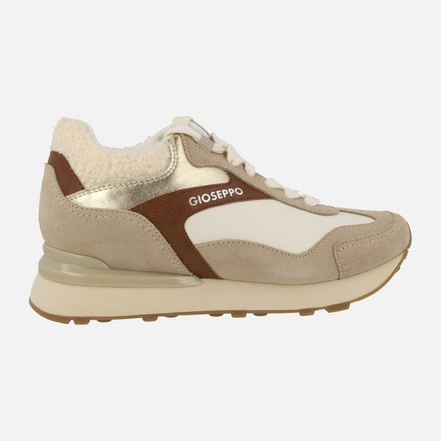 Gioseppo Kosice beige concealed wedge sneakers for women