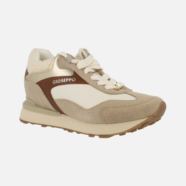 Gioseppo Kosice beige concealed wedge sneakers for women