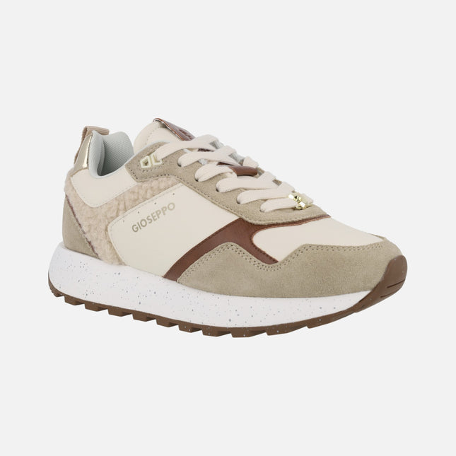 GIOSEPPO Copake Sneakers in Beige with Details in Borreguillo