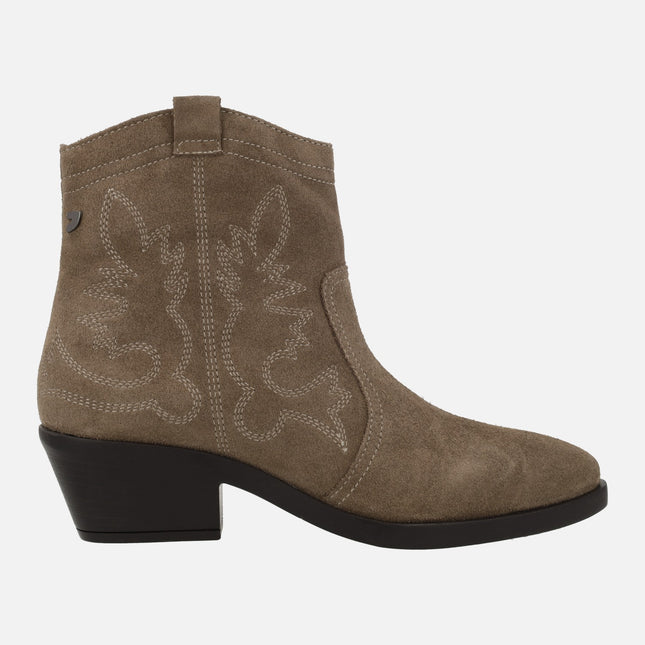 Lenzing cowboy Boots in taupe suede leather