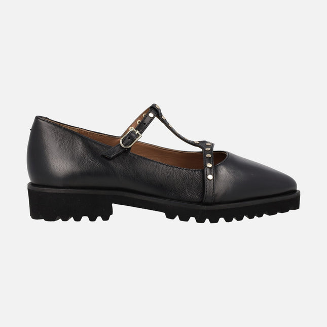 Wayland Black leather ballerinas with studs