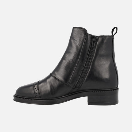 Ayana Black leather Ankle Boots with three strips with buckles