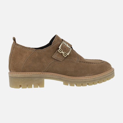 Cataleya suede leather Moccasins with buckle