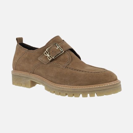 Cataleya suede leather Moccasins with buckle