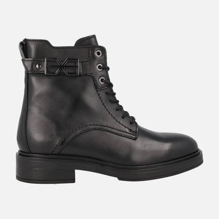 Botines negros de piel con cordones y cremallera Malawi