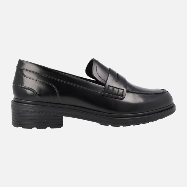 Black antik leather moccasins Walk Pleasure for woman from Geox