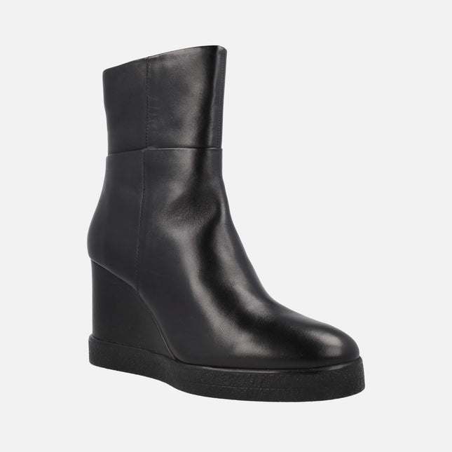 Botines de cuña alta Elidea Wedge en piel negra