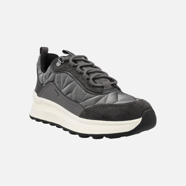 Dark grey padded fabric sneakers with Amphibiox waterproof membrane