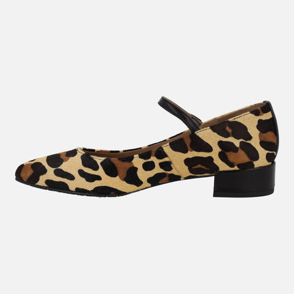 Zapatos estilo mary jane en animal print leopardo