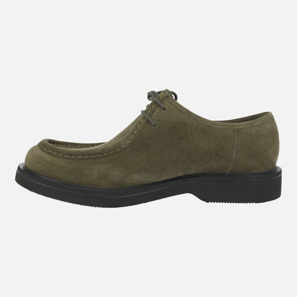 Norman Wallabee style Lace-up Shoes in Green Suede