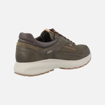 Kaki leather sneakers with fluchos tex membrane