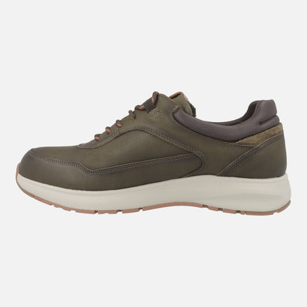 Kaki leather sneakers with fluchos tex membrane